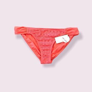 Hot Water Mambo Coral Crocheted Ruched Side Swimsuit Bottom Size XL NWT